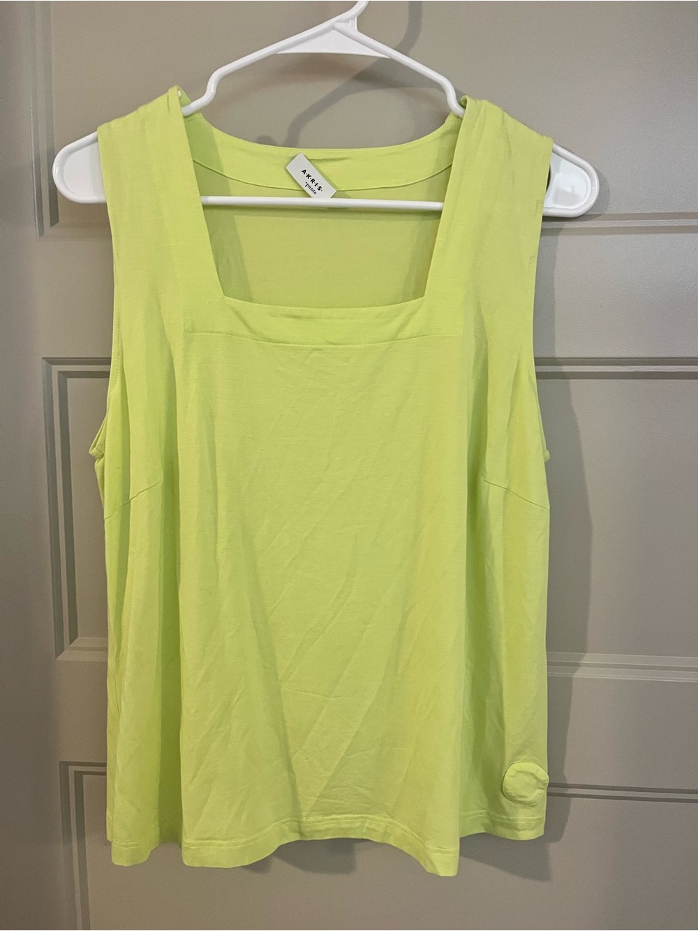 Akris Punto Neon Lime Square Neck Tank Top